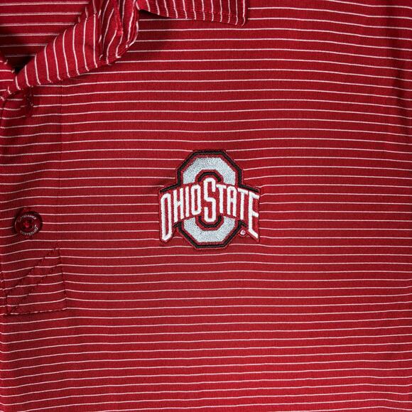 Cutter & Buck Ohio State Buckeyes Red Striped Polo Shirt Men’s Large - Picture 3 of 6
